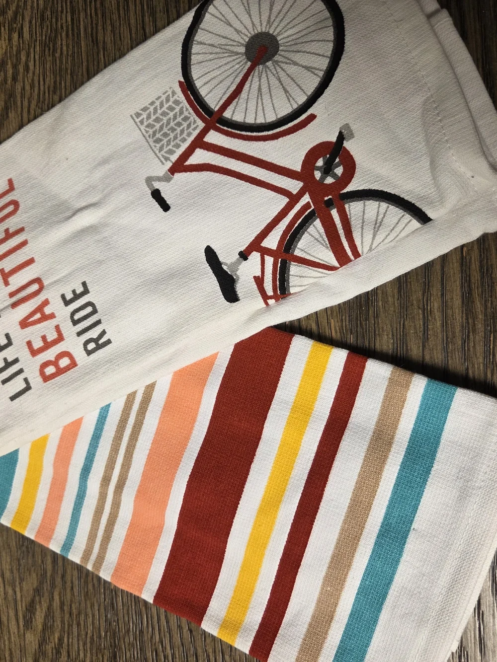 Kids White & Multi-Stripe Bottoms with Bike Graphic